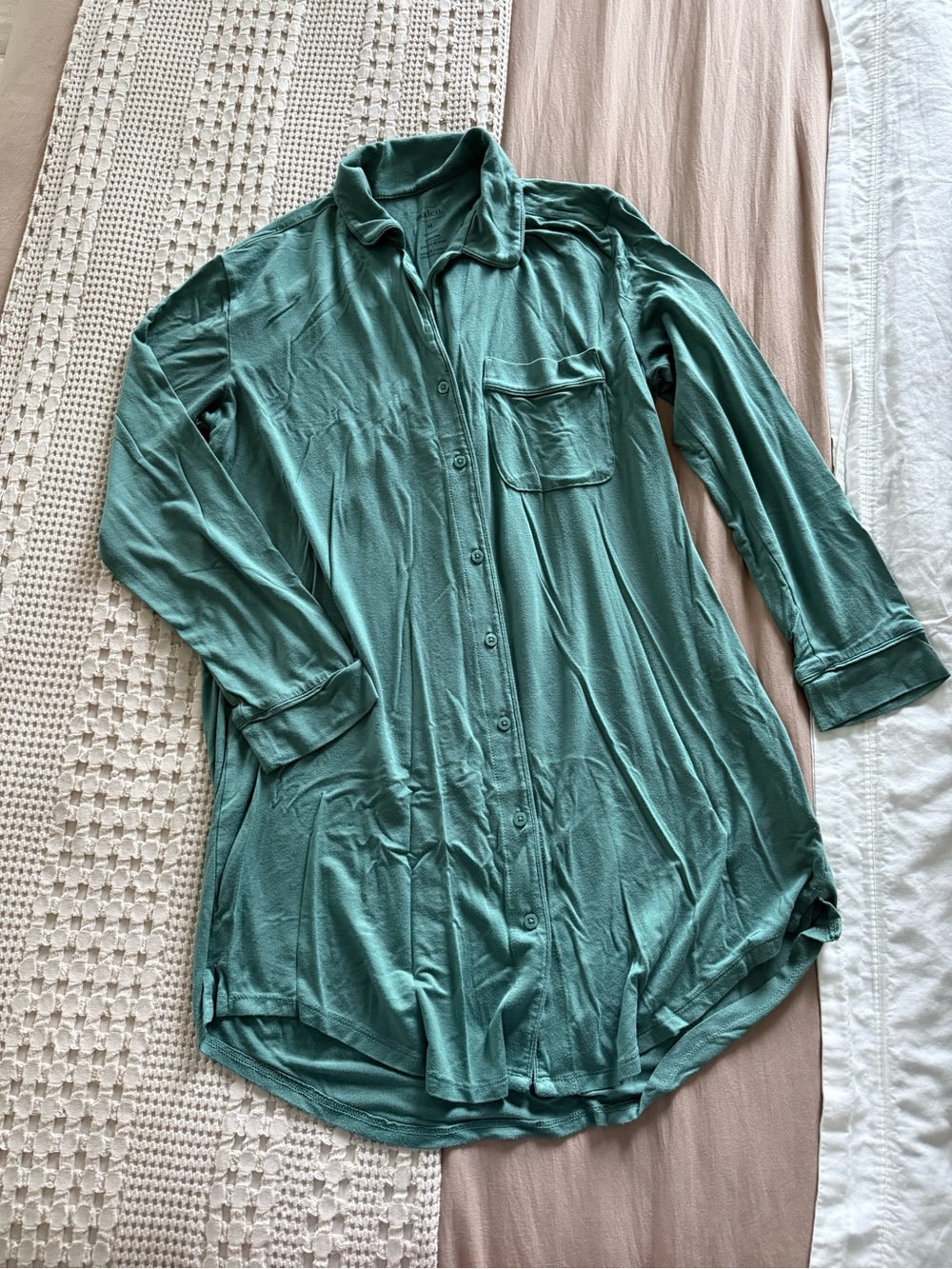 Auden Teal Button-Front Sleep Shirt Size M
